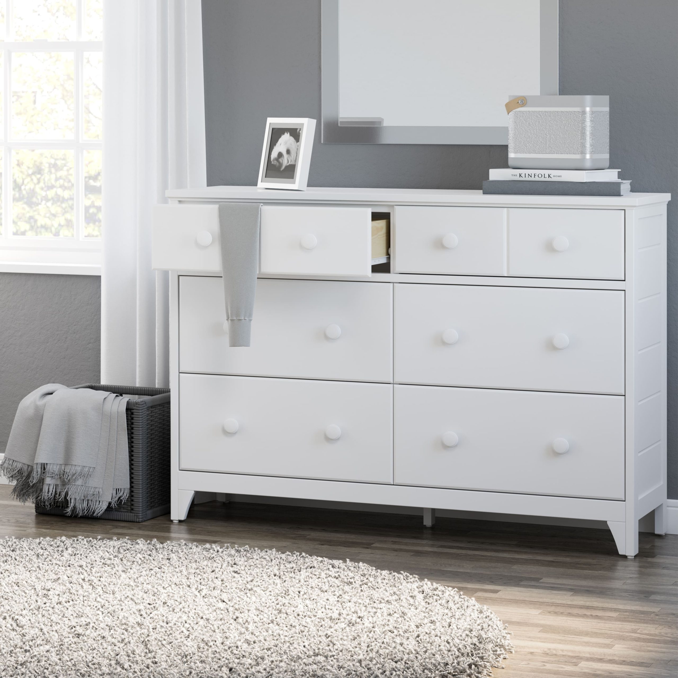 Best Buy: Storkcraft Moss 6 Drawer Double Dresser White 03756-101 within Storkcraft Moss 6 Drawer Double Dresser In White