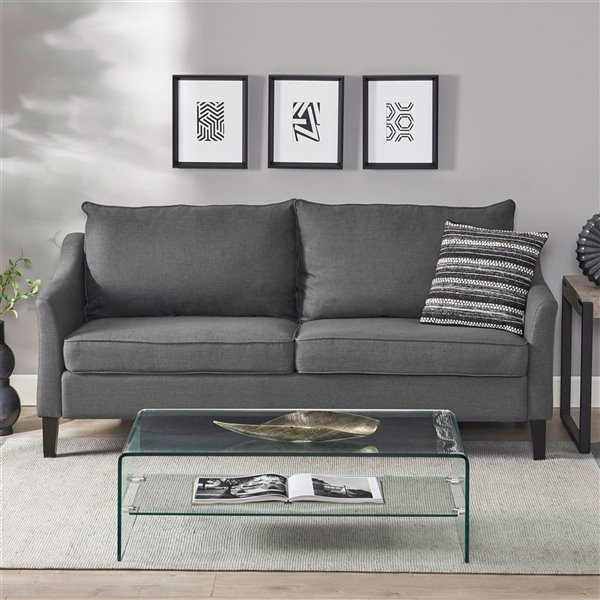 Best Selling Home Decor Almeda Contemporary Fabric 3 Seater Sofa ... inside Susan Contemporary Fabric 3 Seater Sofa, Charcoal + Dark Walnut
