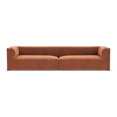 Bolster 3-Seat Sofa for 3- Seater Bolster Sofa - Black Wood Base - Tan/Black