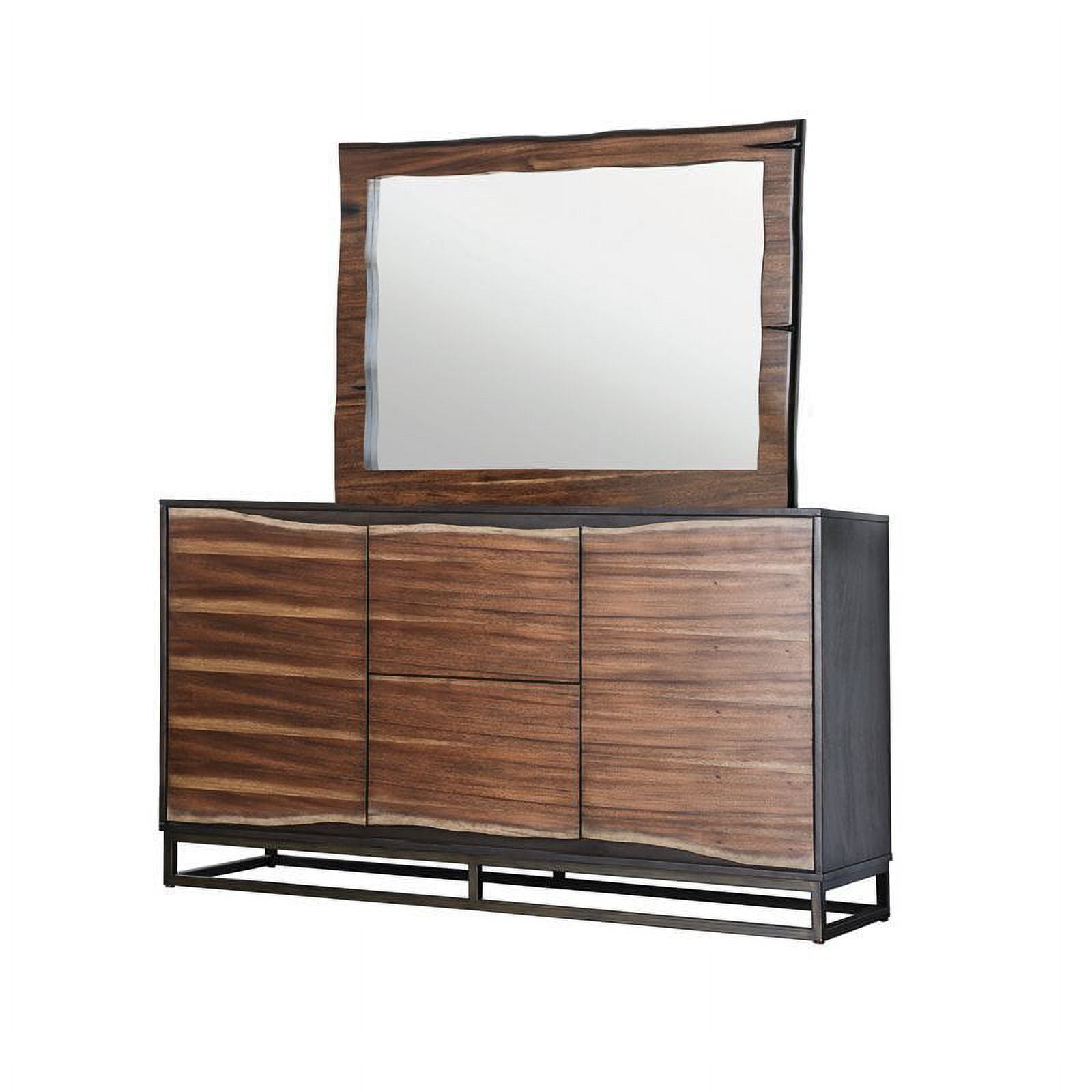 Bowery Hill 2-Drawer Farmhouse Solid Wood Dresser And Mirror In Oak ... within Bowery Hill 2-Piece 7-Drawer Transitional Wood Dresser And Mirror In Gray