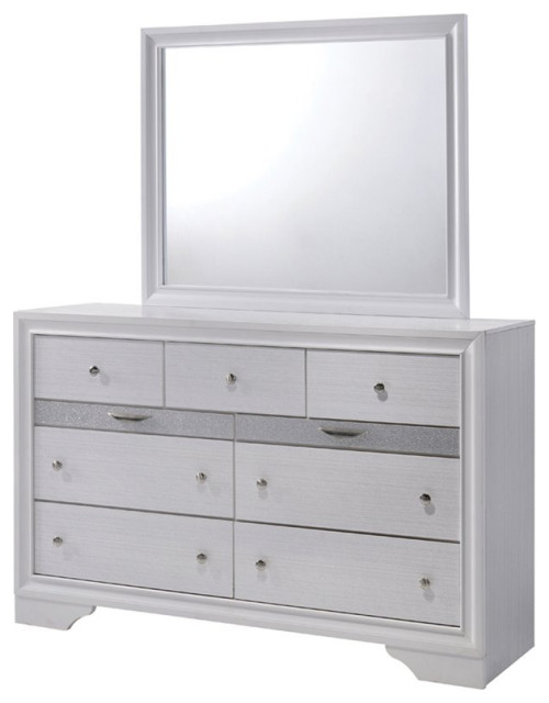Bowery Hill 2-Piece 9-Drawer Contemporary Wood Dresser And Mirror In ... with regard to Bowery Hill 2-Piece 7-Drawer Transitional Wood Dresser And Mirror In Gray