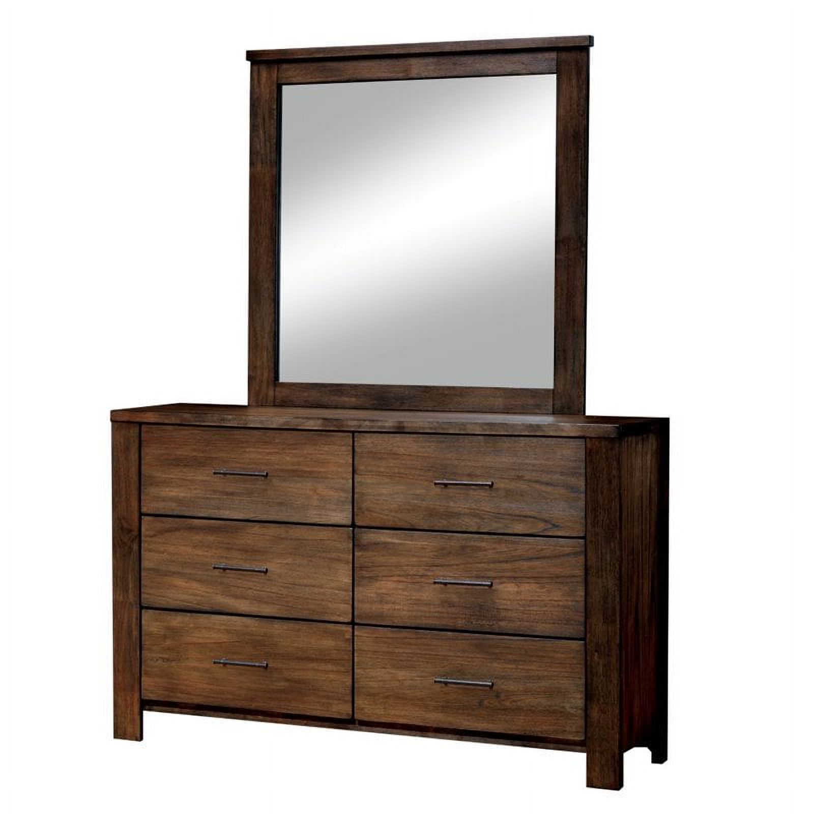 Bowery Hill 2-Piece Farmhouse Wood Dresser And Mirror In Antique Oak ... intended for Understanding Transitional Design The Bowery Hill Dresser and Mirror