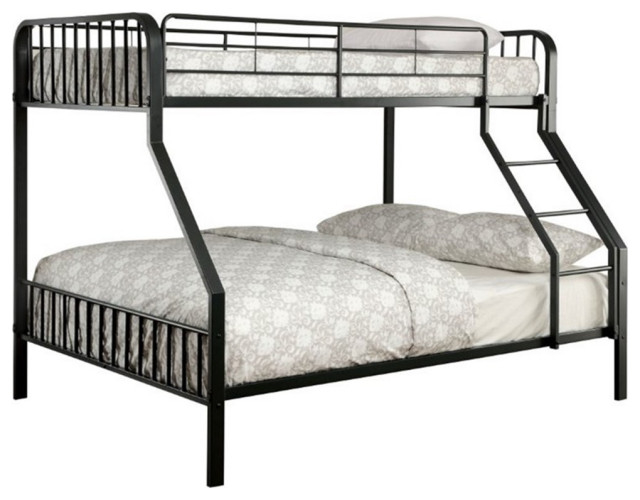 Bowery Hill Contemporary Metal Twin Over Full Slat Bunk Bed In Black ... within Bowery Hill Modern Metal Twin Over Workstation Bunk Bed In Black