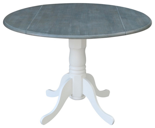 Bowery Hill Modern Wood Top 42" Dual Drop Leaf Casual Dining Table In ... regarding Bowery Hill Modern Wood Three Piece Drop Leaf Dining Set In White