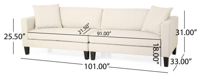 Brayan Contemporary 4-Seater Fabric Sofa With Accent Pillows ... with regard to Brayan Contemporary 4-Seater Fabric Sofa With Accent Pillows, Beige/Dark Brown