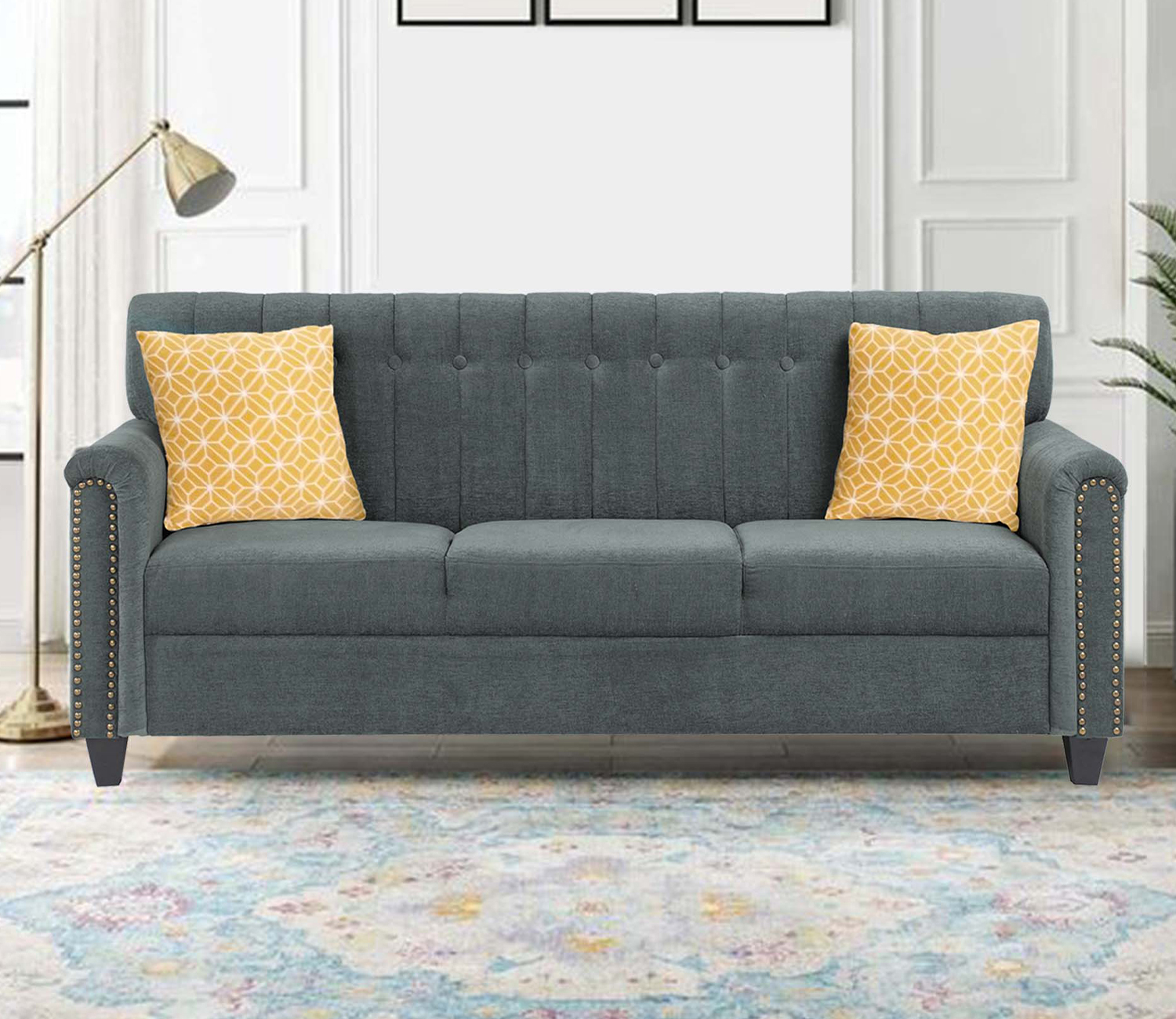 Buy Elora 3 Seater Fabric Sofa (Grey Upholstery) Online In India At ... in Understanding the true value of discount fabric sofa free shipping options