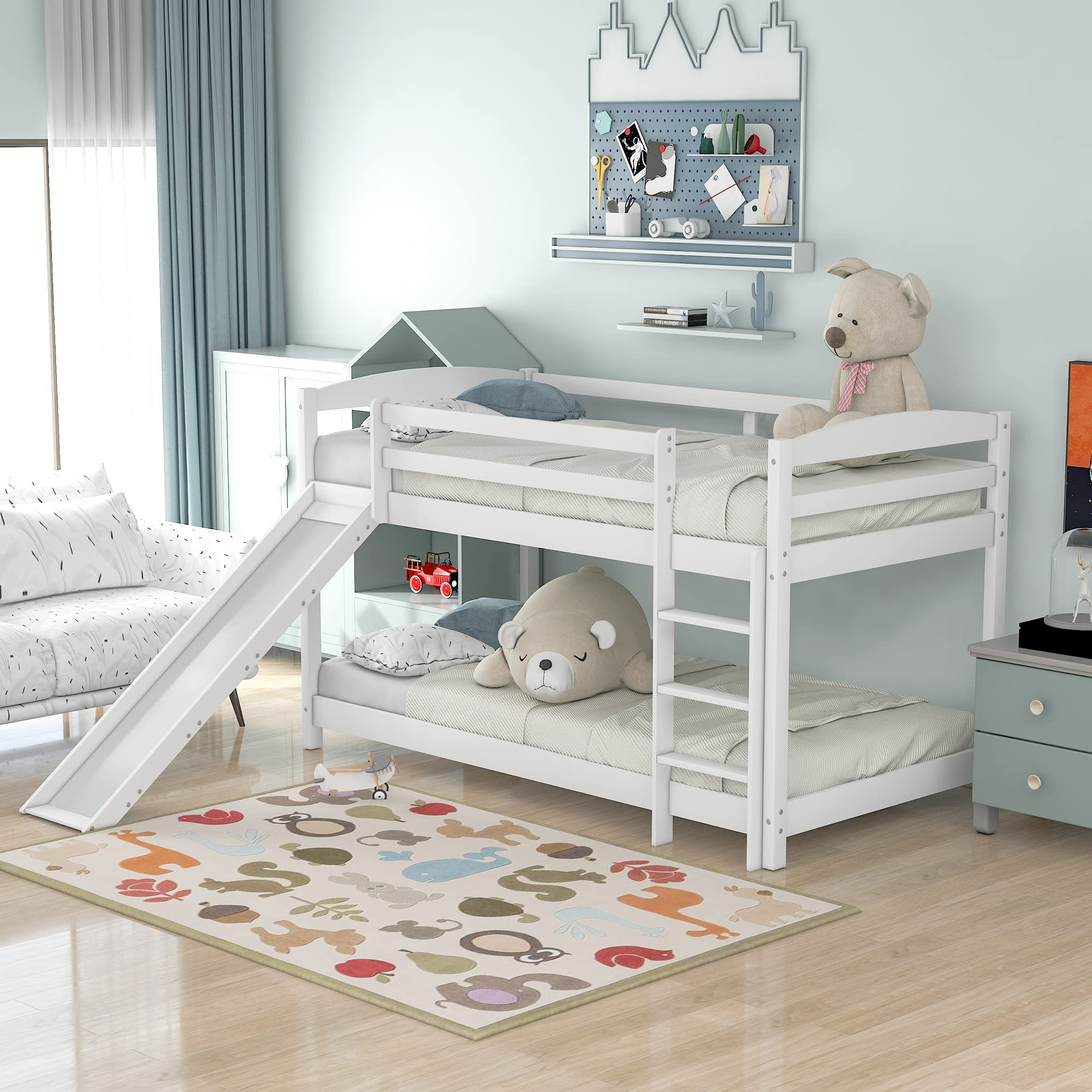 Buy Kids Bunk Bed, Mid Er Bed, Children Loft Beds With Convertible ... regarding Kids House Bunk Bed With Ladder, Guardrails & Pine Wood Construction, White