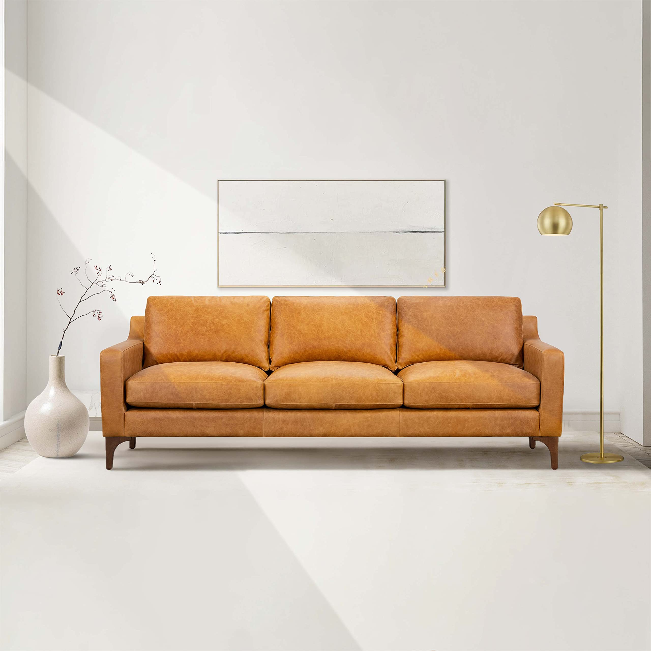 Buy Poly & Bark Sorrento Leather Couch – 86-Inch Leather Sofa With ... in Styling Your Space with the Poly and Bark Canale Sofa Cognac Tan 86