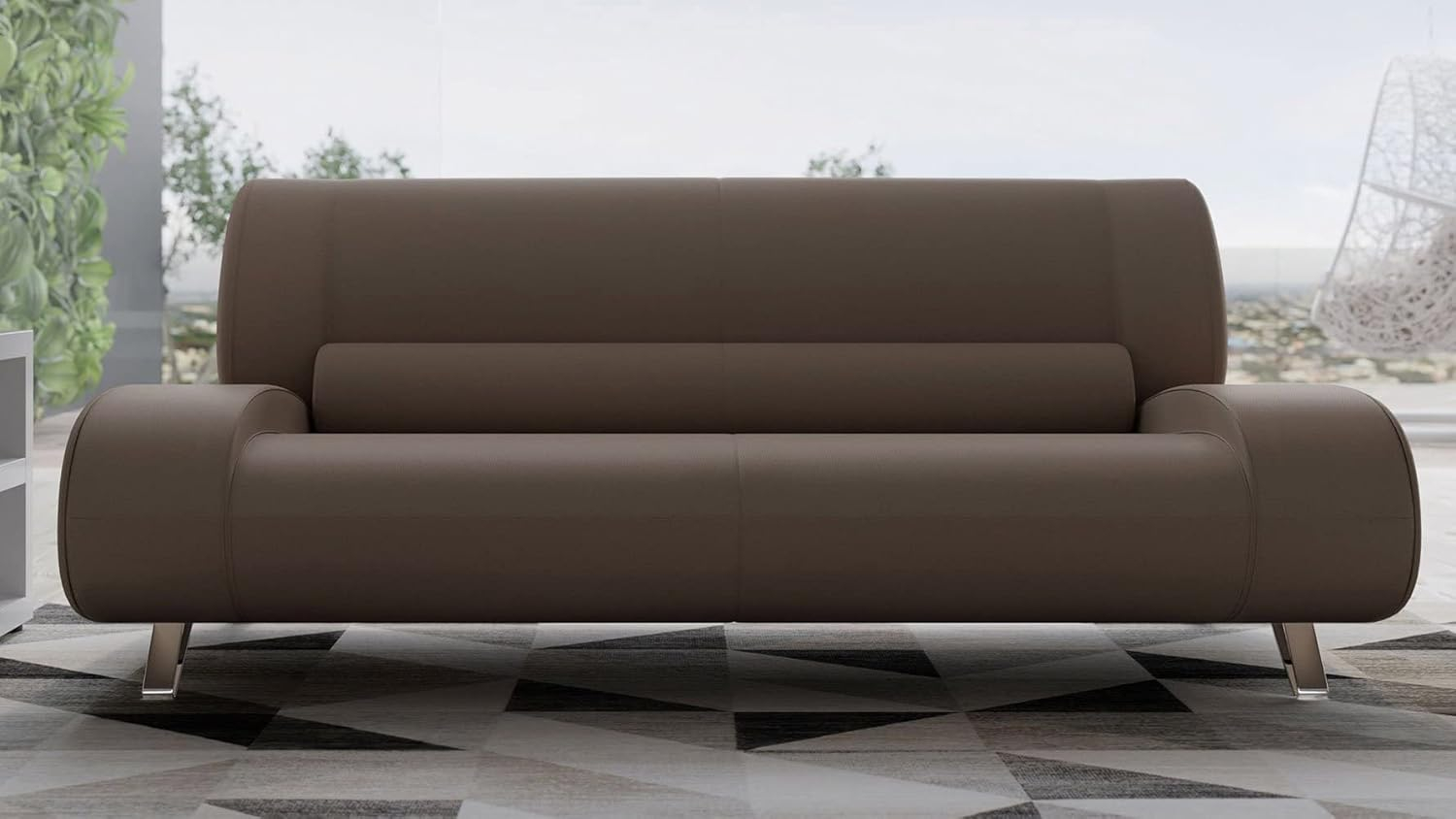 Buy Zuri Furniture Modern Aspen Brown Microfiber Leather Sofa Online At ... intended for Modern Aspen Black Microfiber Leather Sofa
