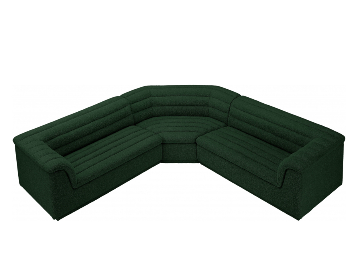Cascade Boucle Fabric Sectional Sofa By Meridian - Mig Furniture in Cascade Upholstered Set, Green, Boucle Fabric, Sofa