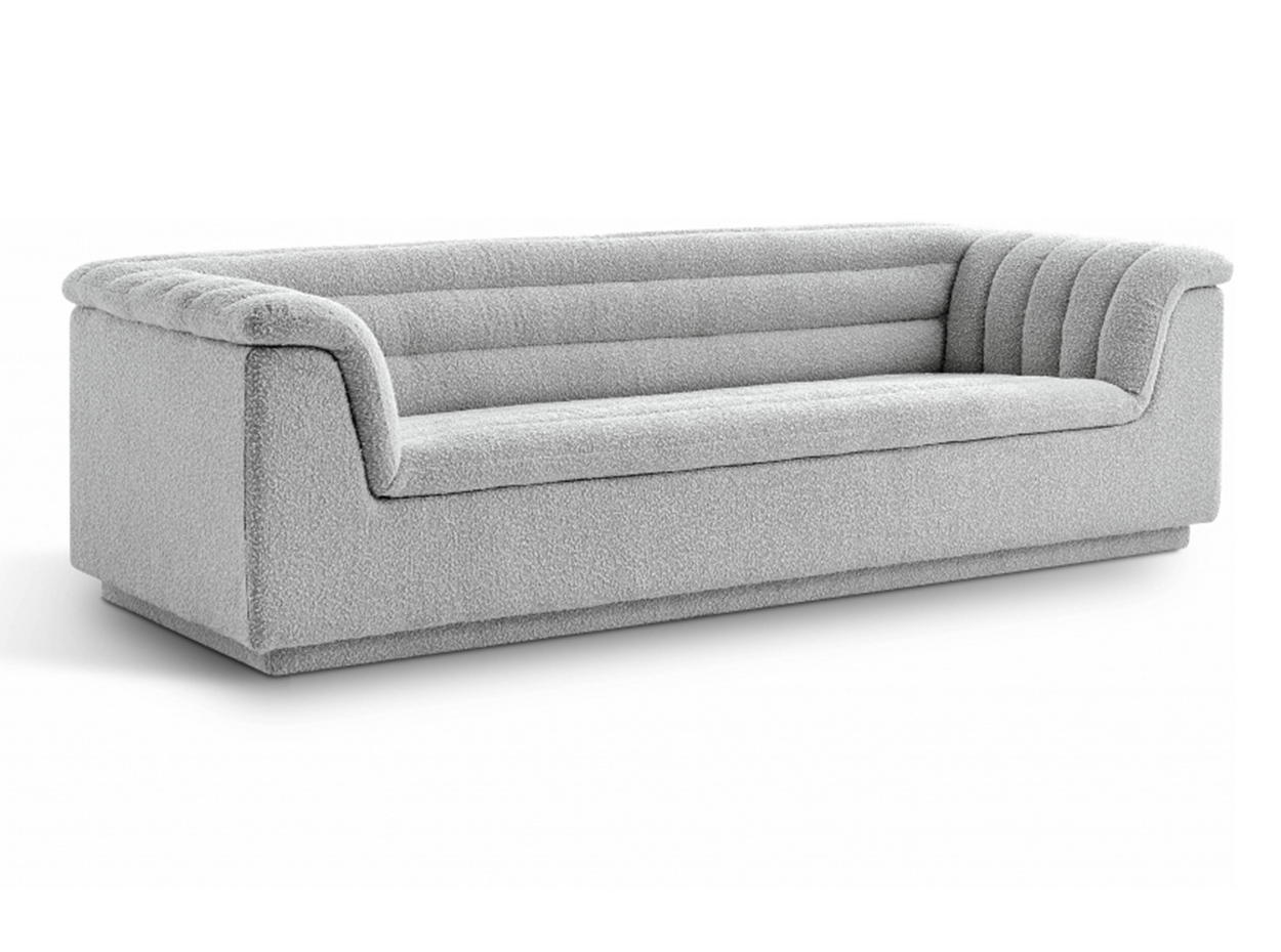 Cascade Boucle Fabric Sofa By Meridian - Mig Furniture inside Cascade Upholstered Set, Green, Boucle Fabric, Sofa