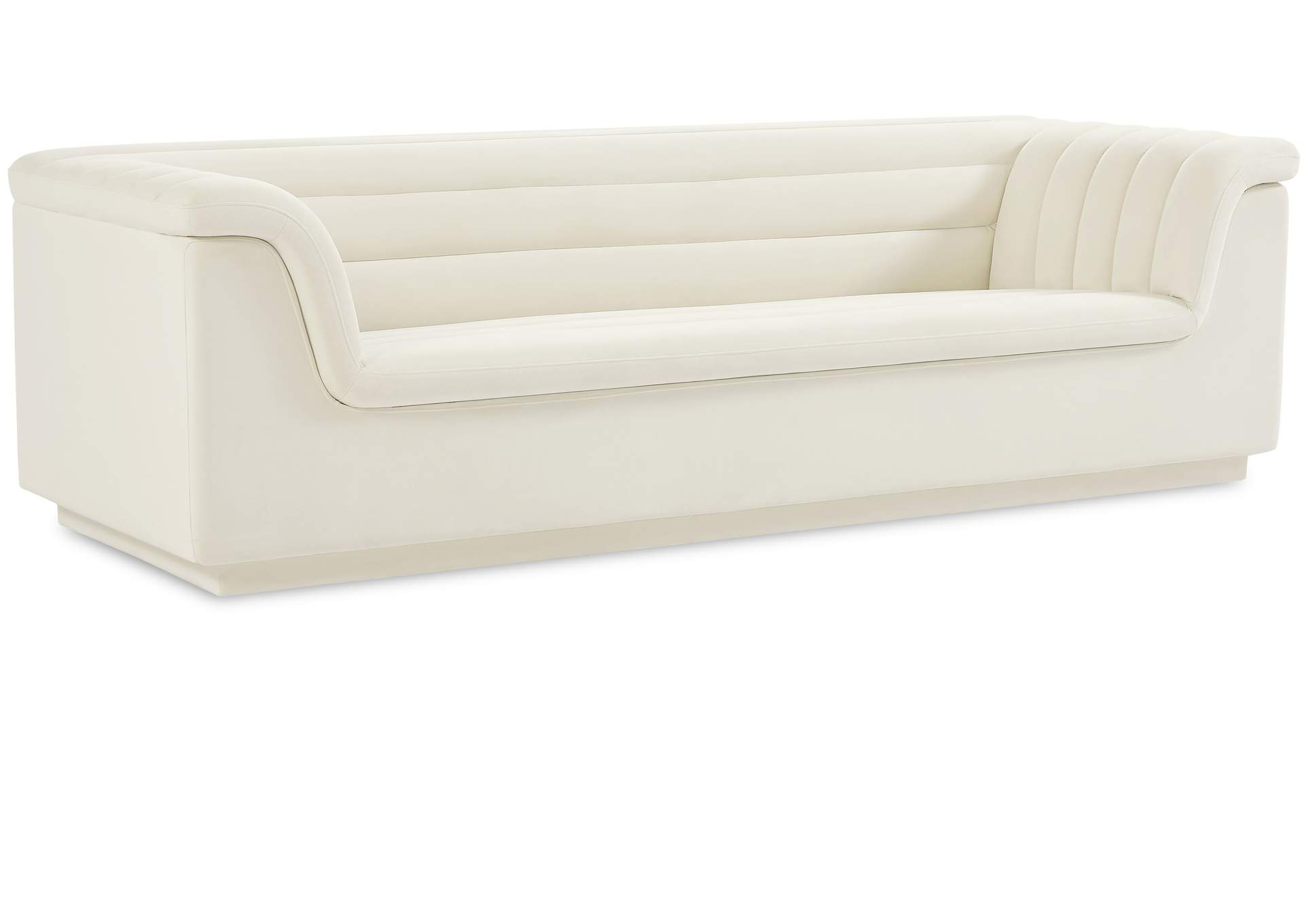 Cascade Cream Velvet Fabric Sofa regarding Sloan Cream Velvet Fabric Sofa