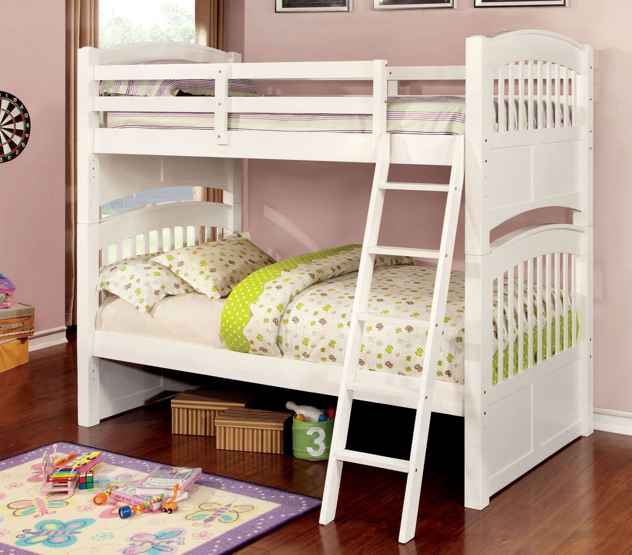 Cassia White Twin Over Twin Bunk Bed From Furniture Of America (Cm ... regarding Twin/Twin Mission Bunk Bed