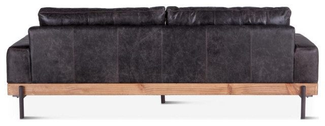 Chiavari Distressed Antique Ebony Leather Sofa - Industrial - Sofas ... with Chiavari Distressed Antique Ebony Leather Sofa