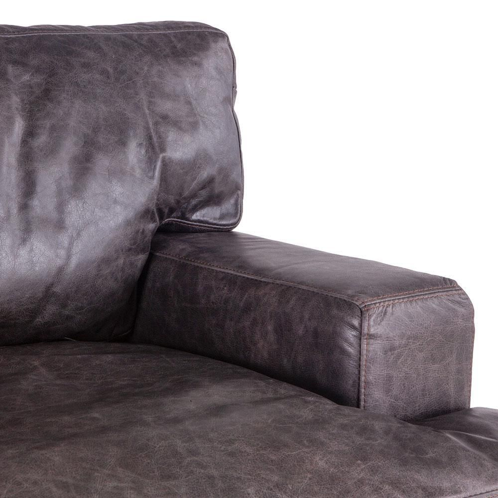Chiavari Distressed Ebony Leather Armchair with regard to Chiavari Distressed Antique Ebony Leather Sofa