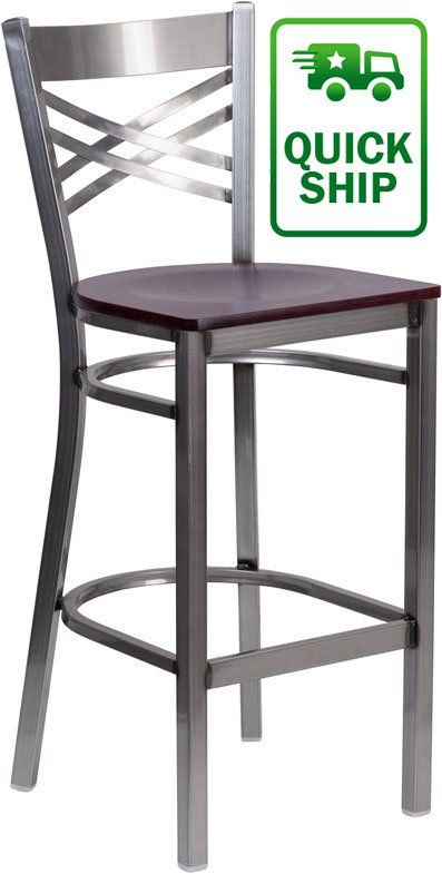 Clear Coat X-Back Commercial Bar Stools | Restaurant Barstool with regard to Mahogany Wood Seats Elevating Your Restaurant's Ambiance