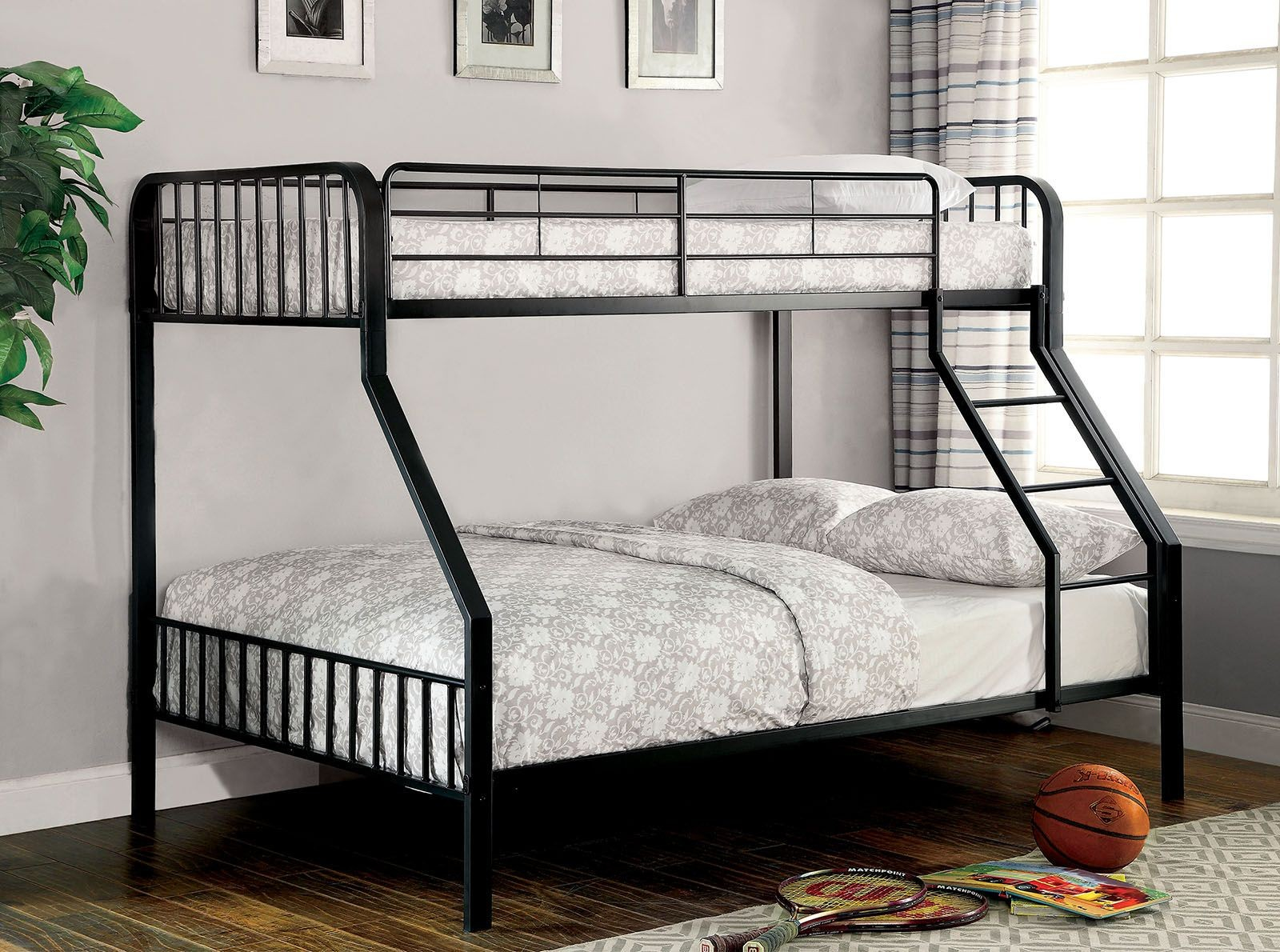 Clement Black Twin Over Full Metal Bunk Bed From Furniture Of America ... with regard to Furniture Of America Caston Metal Full Over Full Bunk Bed In Black