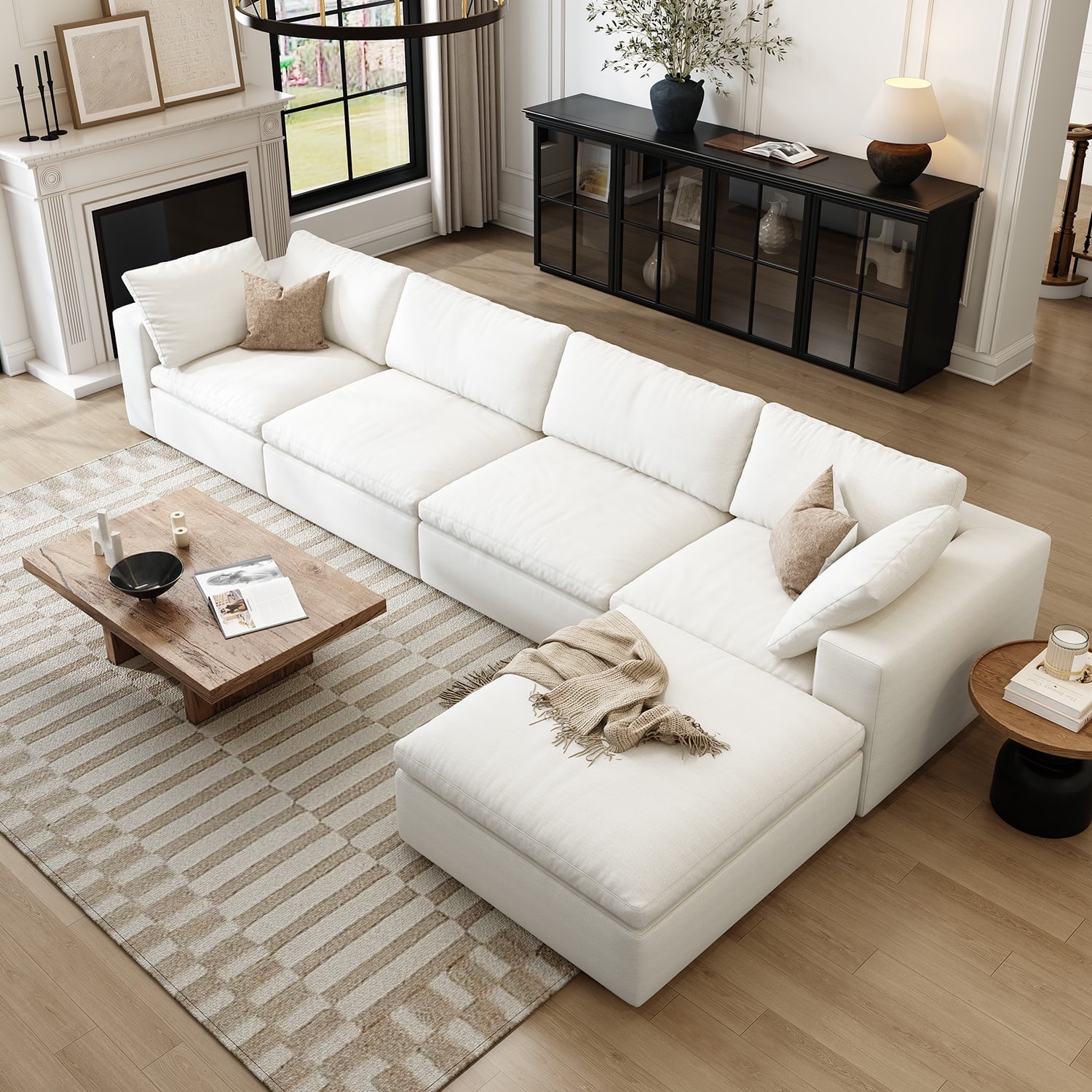 Cloud Modular Sectional Sofa With Storage Ottoman,160" L Shaped Sofa ... throughout Designing flexible living spaces with modular sectional sofa with storage