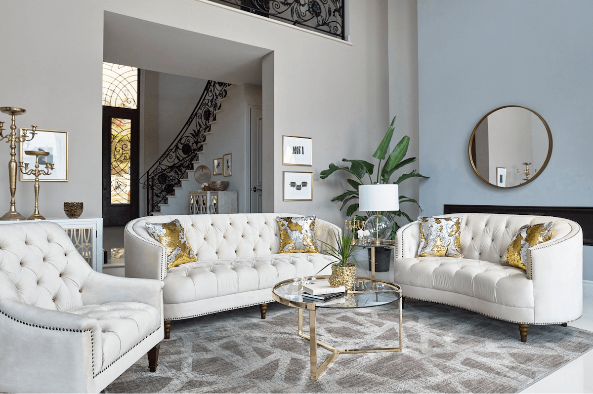 Coaster Furniture - Gold Accents: How To Add This Haute Metallic Trend ... inside Understanding the Artistry Behind Parisian Style Tufted Sofas with Gold Accents