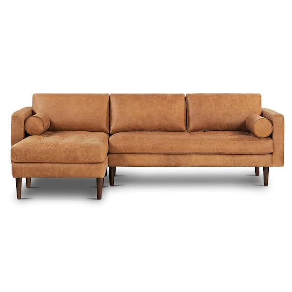 Cognac Leather Sofa Chaise | Cabinets Matttroy in Poly And Bark Canale Sofa, Cognac Tan, 86"