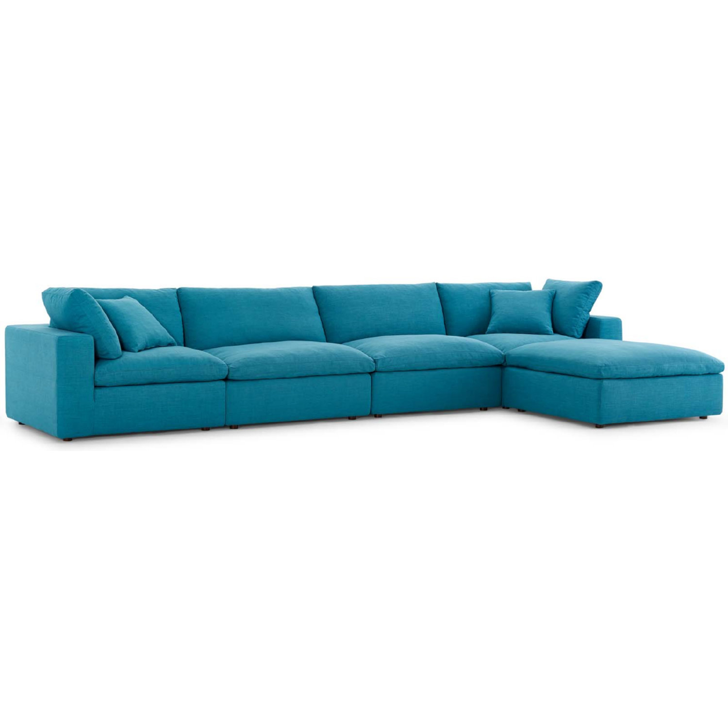 Commix Down Overstuffed 5 Piece Modular Sectional Sofa In Teal Fabric ... with Exploring comfort and style in down-filled fabric sectional designs