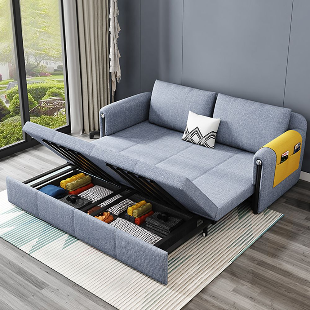Contemporary Cotton&Linen Full Sleeper Sofa Convertible Storage Sofa Bed intended for Sofa Bed With Hidden Storage Compartment