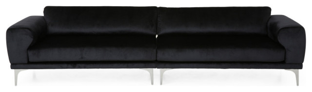 Crosby Modern Glam 4-Seater Velvet Sofa - Contemporary - Sofas - By Gdfstudio | Houzz regarding Crosby Modern Glam 4-Seater Velvet Sofa, Emerald/Silver