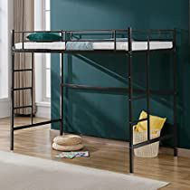 Cuoote Metal Twin Size Loft Bed Frame W/Ladder And Guardrail, Space ... within Adrian Metal Twin Size Loft Bed, Black