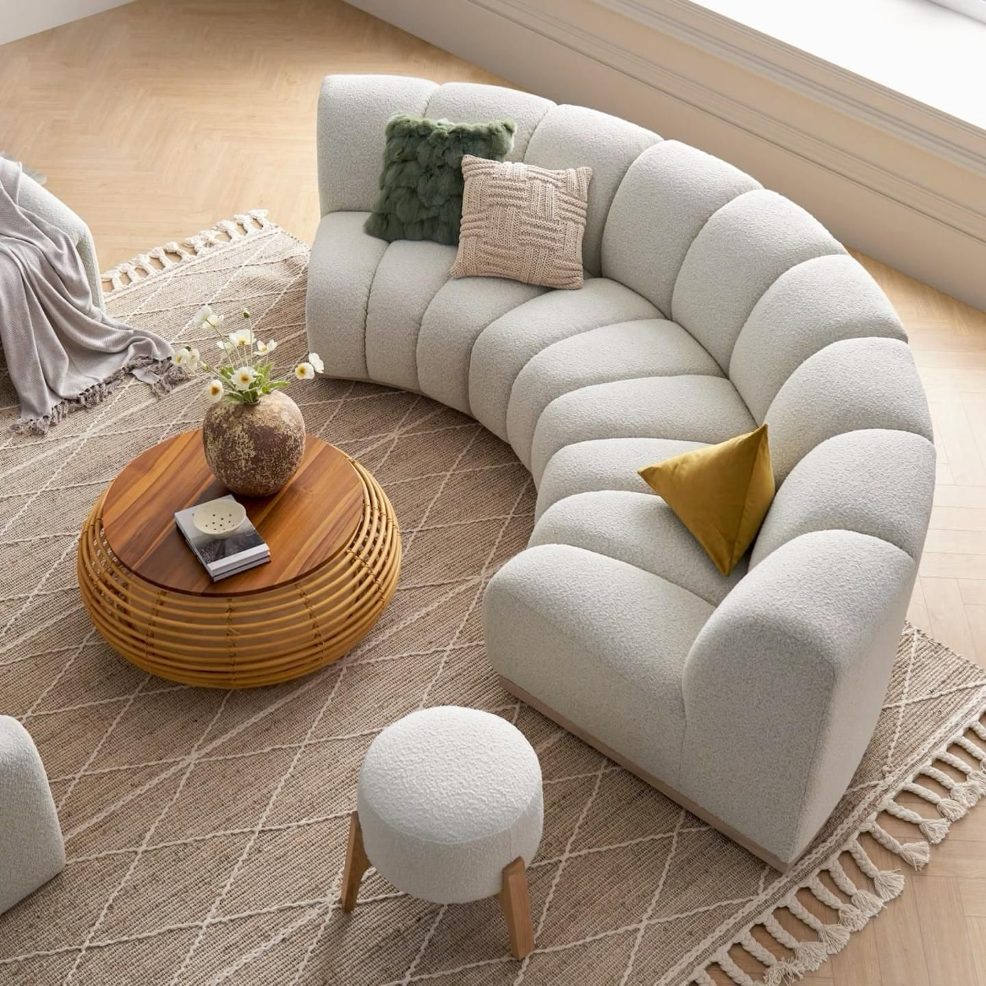 Curved Sofa – Artofit pertaining to Gdf Studio Havana Round Arm Curved Sofa, Light Green, Single