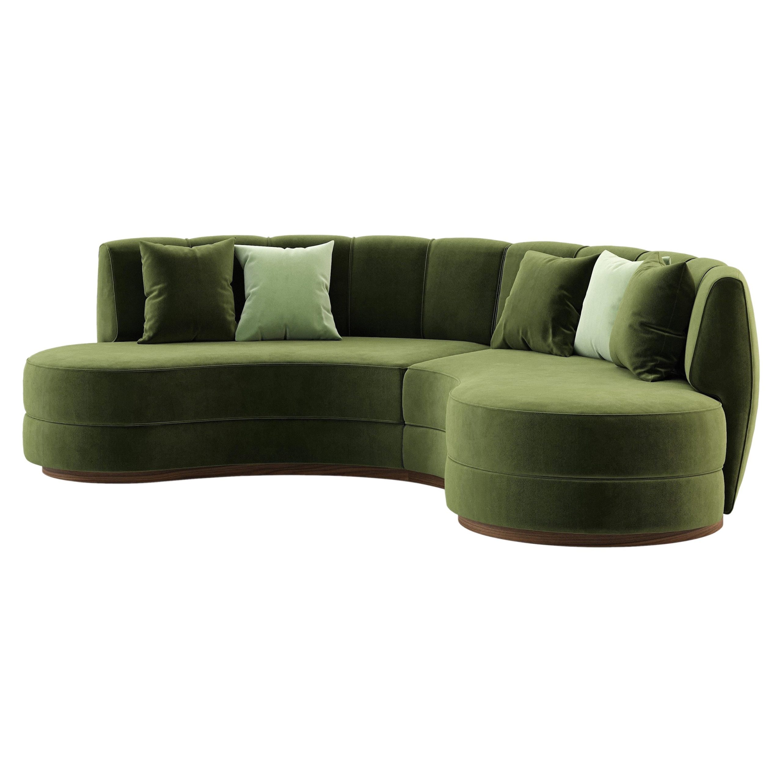 Curved Velvet Sofa In Dark Green Velvet For Sale At 1Stdibs | Curved ... in What Makes the GDF Studio Havana Curved Sofa a Standout Piece