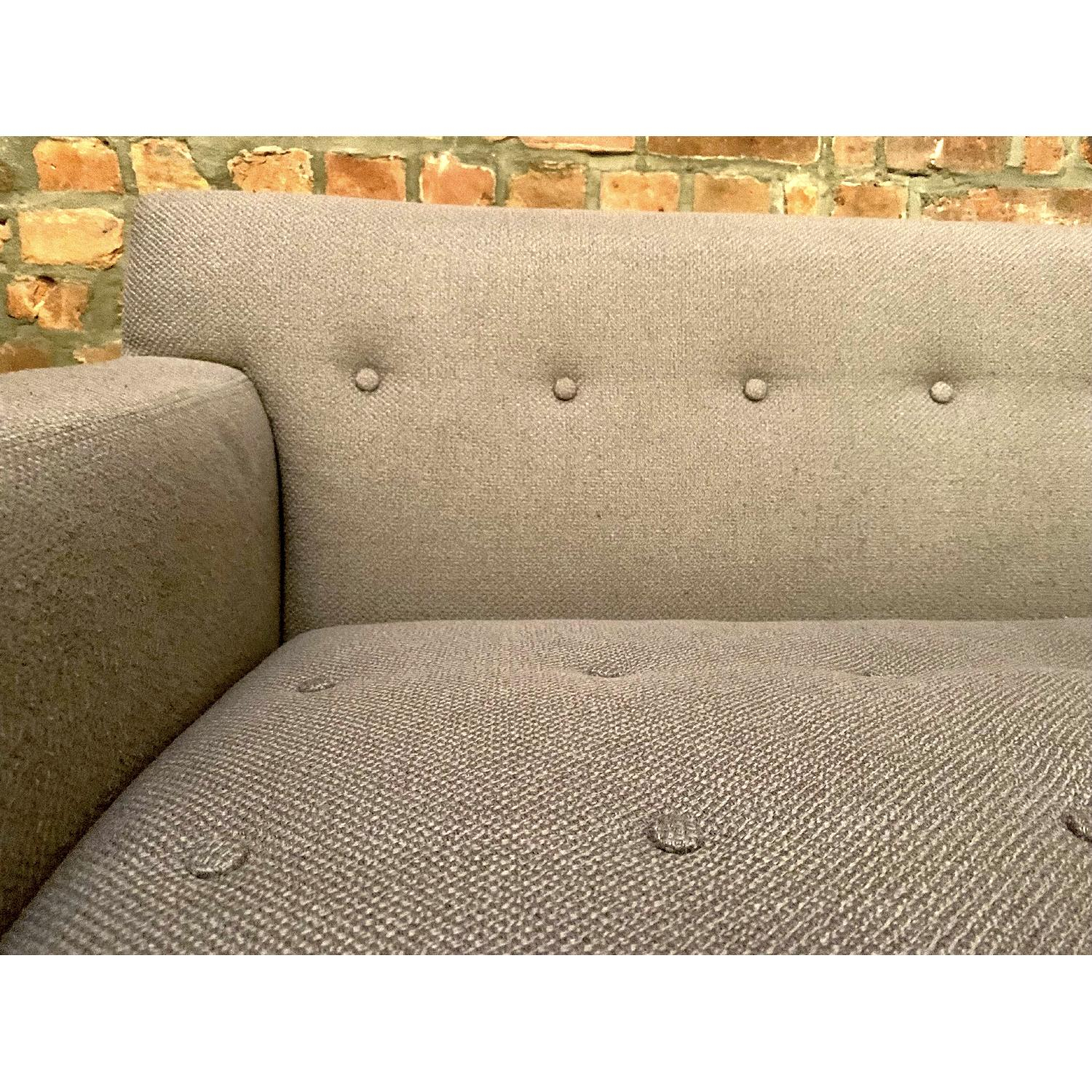 Custom Built Mid-Century Modern Grey Fabric Sofa - Aptdeco throughout Preserving and maintaining your mid-century modern fabric sofa collection