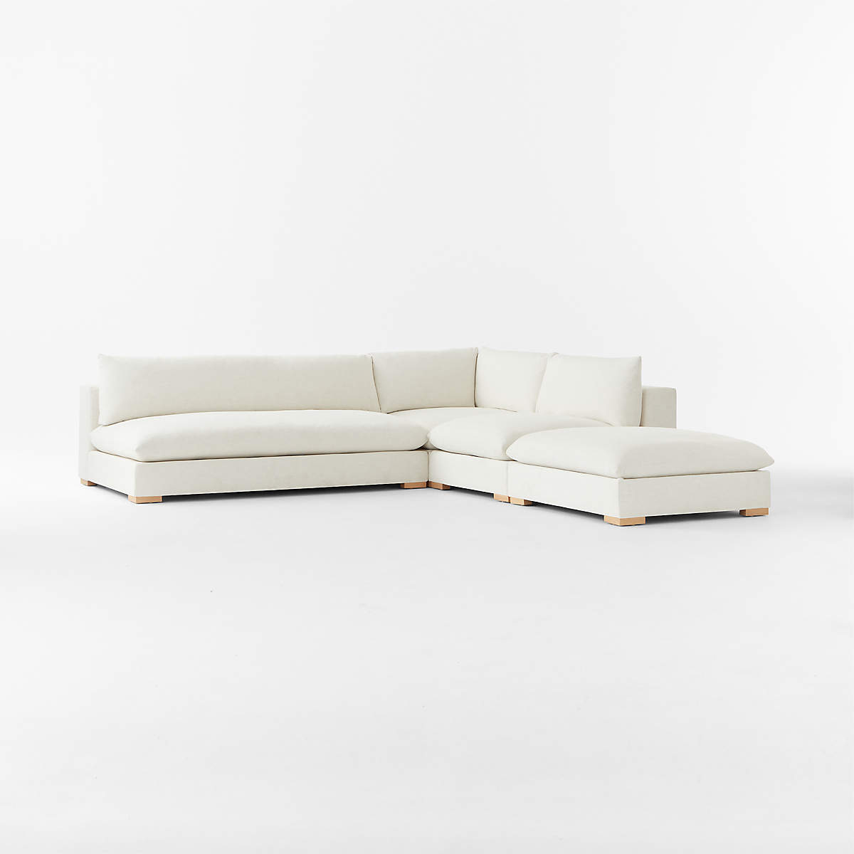 Deseo 4-Piece Modular L-Shaped White Performance Fabric Deep Depth ... inside Designing with White Terra Modular Sofa Fabric for Luminous Spaces