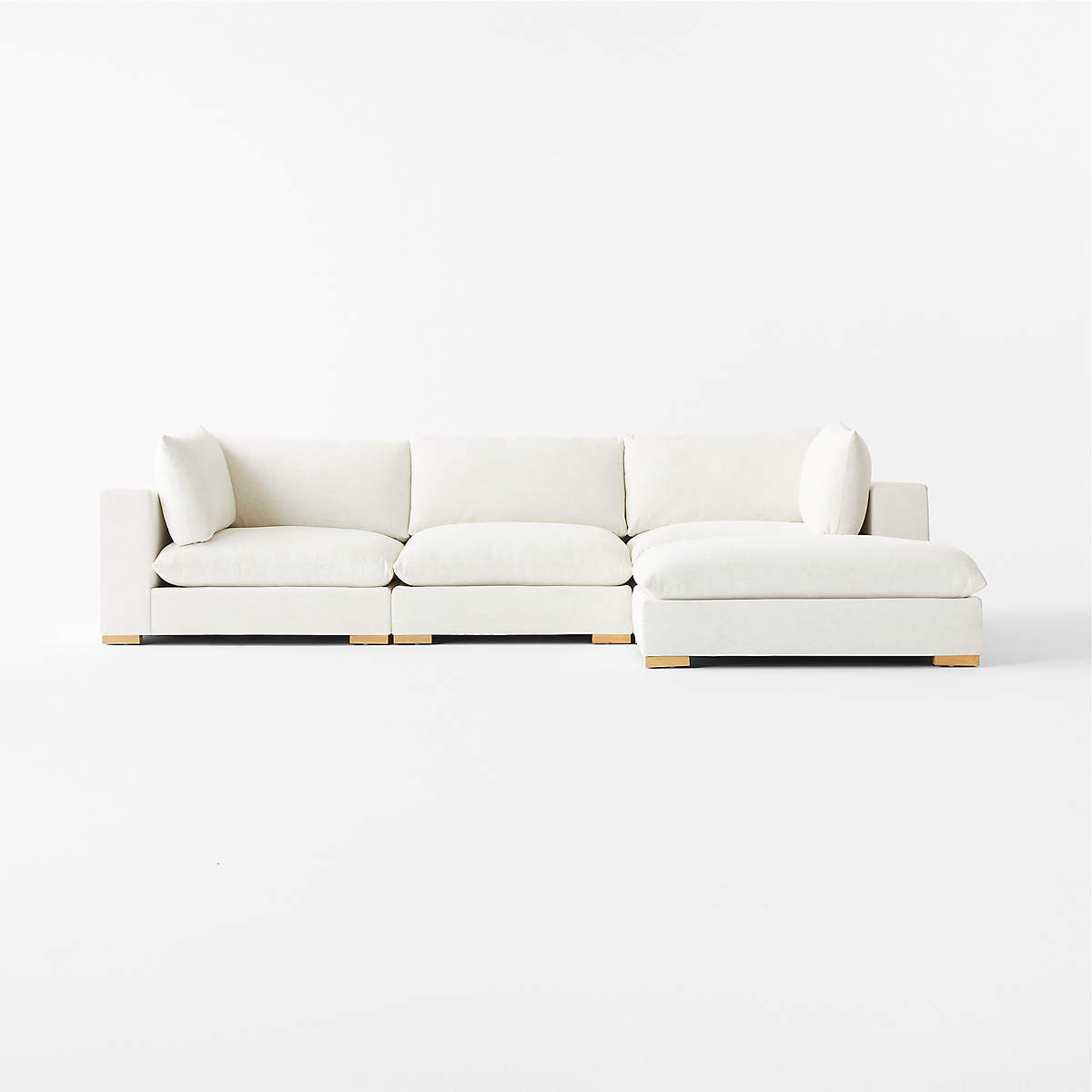 Deseo 4-Piece Modular L-Shaped White Performance Fabric Deep Depth ... pertaining to Designing with White Terra Modular Sofa Fabric for Luminous Spaces