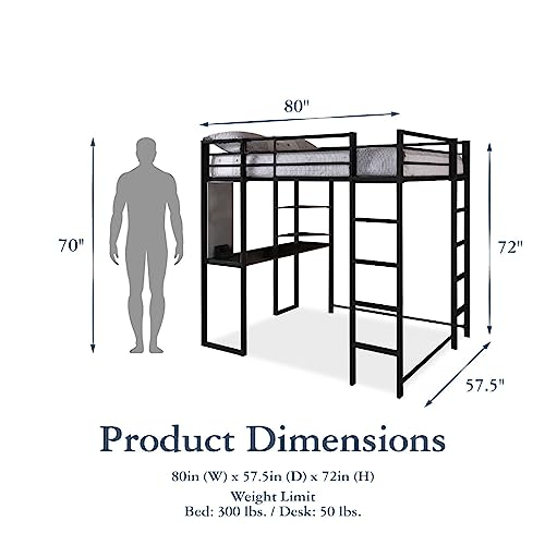 Dhp Abode Full Size Metal Loft Bed, Black On Galleon Philippines regarding Dhp Abode Full Size Loft Bed In Black