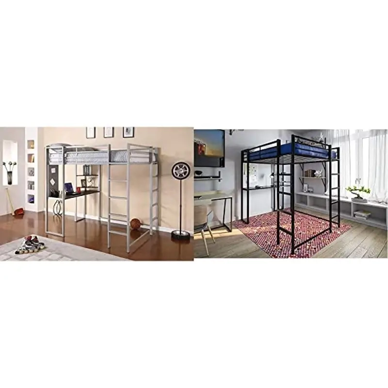 Dhp Adobe Loft Bed, Silver, Full & Abode Full-Size Loft Bed Metal Frame ... throughout Dhp Full-Size Metal Loft Bed With Ladder In Black