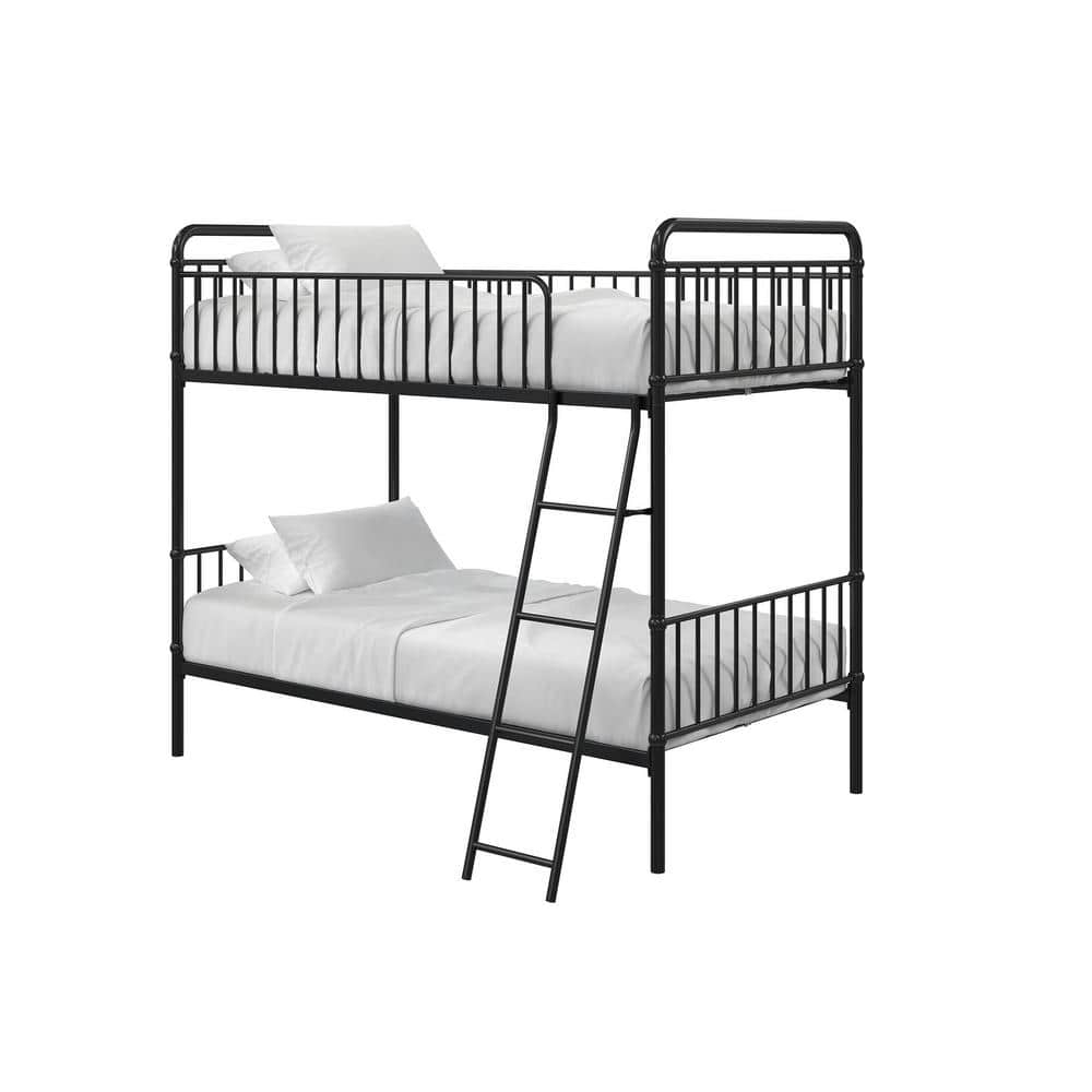 Dhp Kolin Black Metal Twin Over Twin Bunk Bed De45710 - The Home Depot pertaining to Maintaining Longevity of Black Metal Twin Bunk Beds Through Proper Care