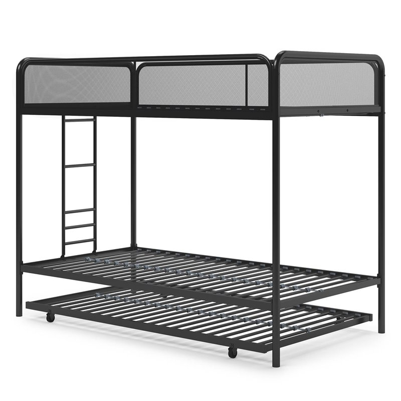 Dhp Triple Twin Bunk Bed In Black Metal | Cymax Business within Maintaining Longevity of Black Metal Twin Bunk Beds Through Proper Care