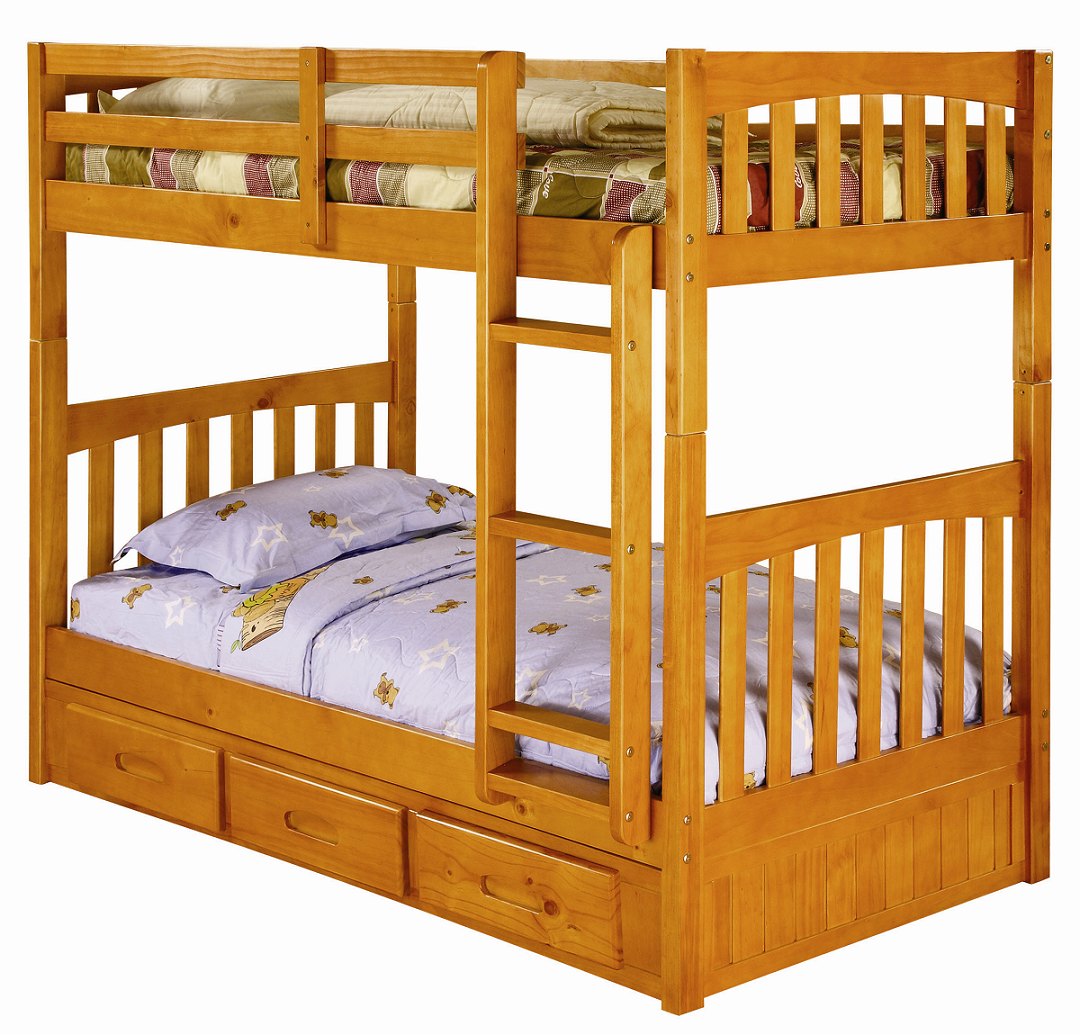 Discovery World Furniture Twin Over Twin Honey Mission Bunk Beds | Kids ... throughout Twin/Twin Mission Bunk Bed