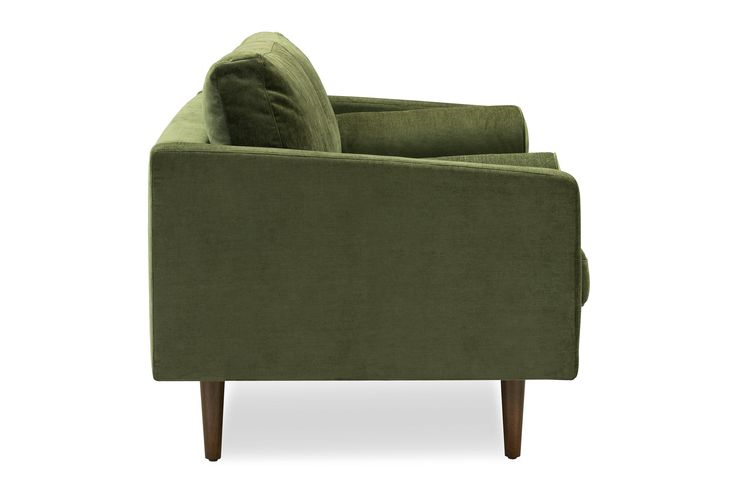Distressed Green Velvet Napa Walnut Finish Apartment Sofa | Poly & Bark ... regarding Poly And Bark Lea Sofa, Distressed Green Velvet