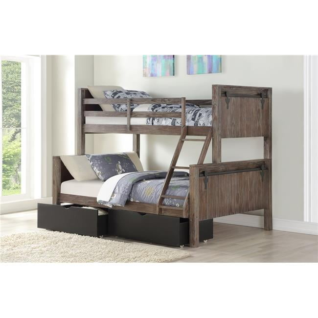 Donco Kids Pd-9218Tfbs-505Bk Twin Over Full Size Barn Door Bunk Bed In ... throughout Achieving a Unique Aesthetic with Barn Door Low Loft Brushed Shadow