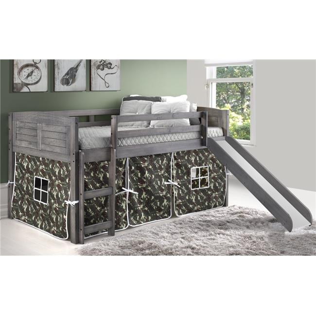Donco Pd-790Aag-C-785Ag Twin Size Louver Low Loft With Slide & Camo ... inside Why a Low Loft Bed with a Slide is the Ultimate Kids' Room Upgrade
