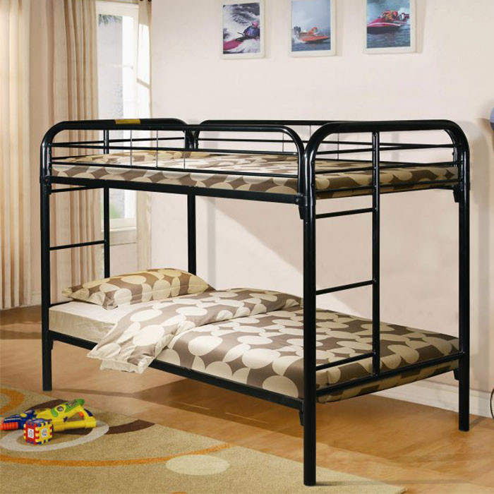 Donco Twin/Twin Black Metal Bunk Bed- Bunk Bed Buy in Metal Twin Bunk Bed, Black