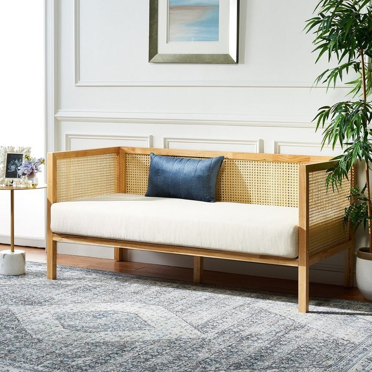 Dune Rattan 3 Seater Sofa - White/Natural - Safavieh. In 2024 | Sofa ... pertaining to Safavieh Dune Rattan 3 Seater Sofa, White/Natural