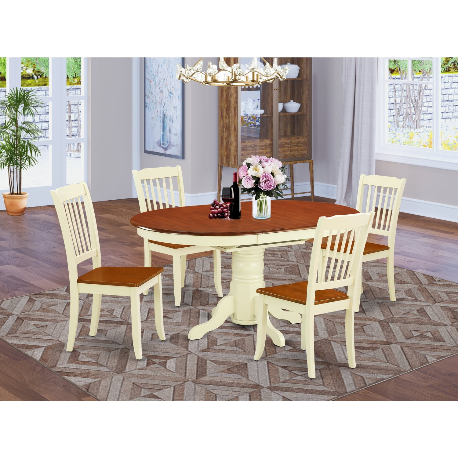 East West Furniture Kenley 5-Piece Wood Dining Set With Slatted Chairs ... in Creating Lasting Memories Around the Logan 5-piece Black/Cherry Dinette
