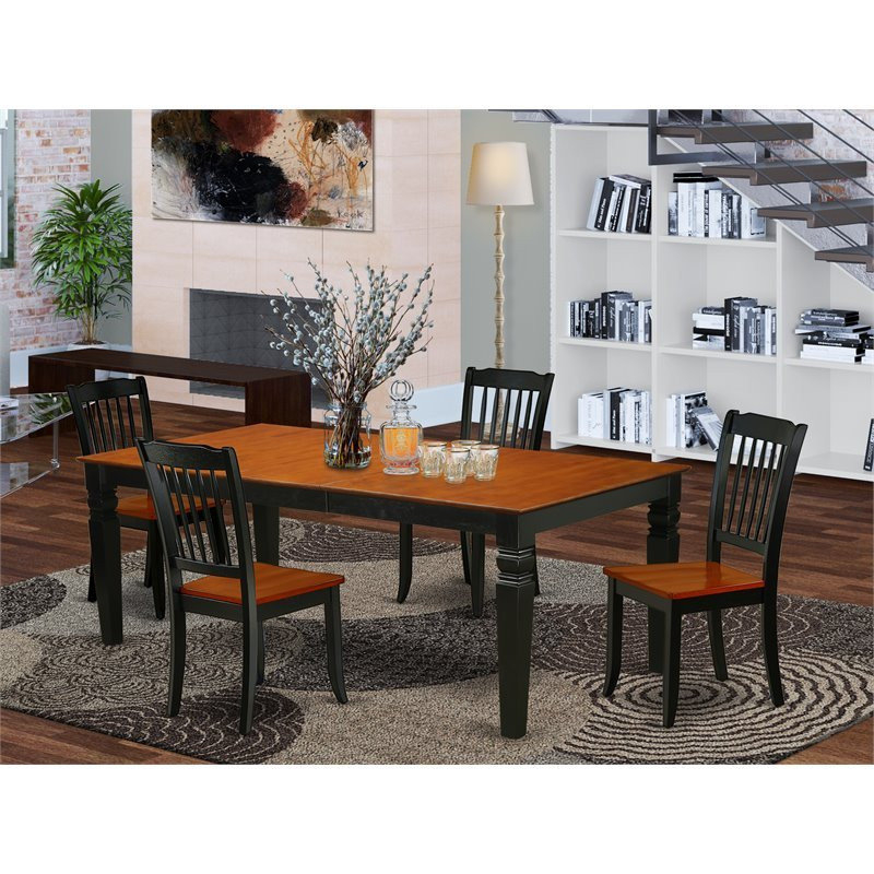 East West Furniture Logan 5-Piece Dining Set With Rectangular Table In ... within East West Furniture Logan 5-Piece Wood Dinette Set In Black/Cherry