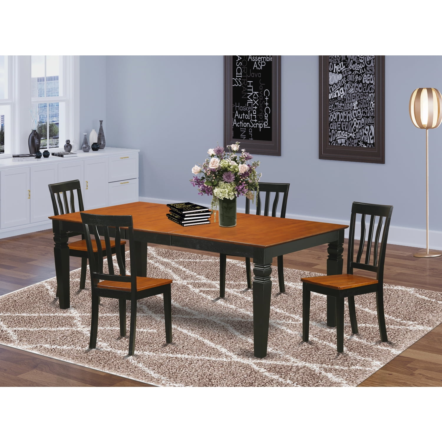 East West Furniture Logan 5-Piece Wood Dinette Table Set In Black ... with Creating Lasting Memories Around the Logan 5-piece Black/Cherry Dinette