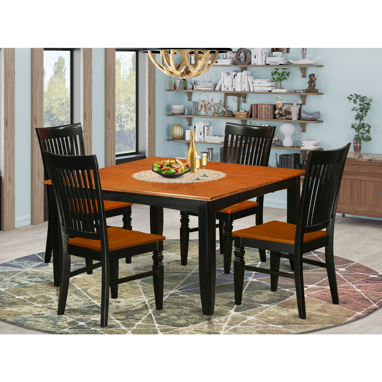 East West Furniture Parfait 5-Piece Wood Dinette Set In Black/Cherry ... for East West Furniture Logan 5-Piece Wood Dinette Set In Black/Cherry