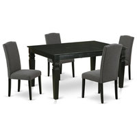 East West Furniture Weston 5-Piece Wood Dining Set In Black/Dark Gotham ... in The Versatility of the Weston 5-piece Wood Dining Room Set