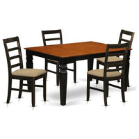 East West Furniture Weston 5-Piece Wood Dining Set With Linen Seat In ... for The Versatility of the Weston 5-piece Wood Dining Room Set