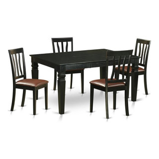 East West Furniture Weston 5-Piece Wood Dining Table Set In Black ... for East West Furniture Weston 5-Piece Wood Dining Room Table Set In Black